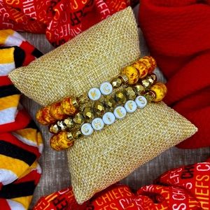 KC Kansas City Chiefs Football Bracelet Stack
